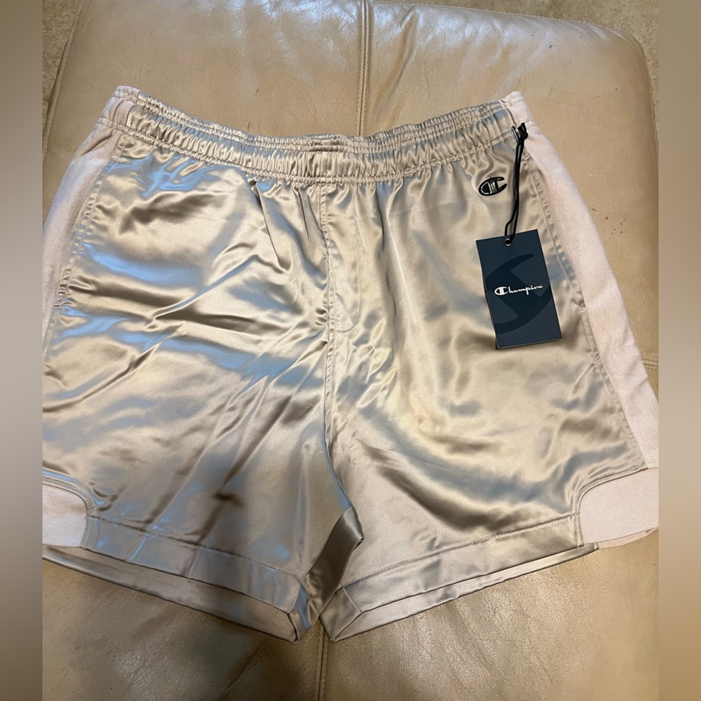 Champion Men’s Athletic Shorts in Light Silver and White